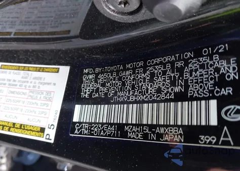 2021 Lexus Ux 250H from USA, damaged, VIN JTHX9JBHXM2042844